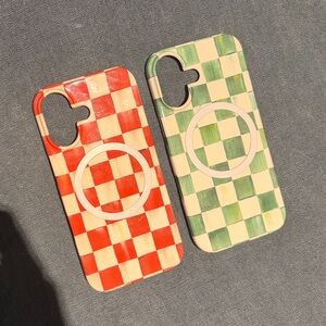 Checkered Phone Case Set - Red and Green